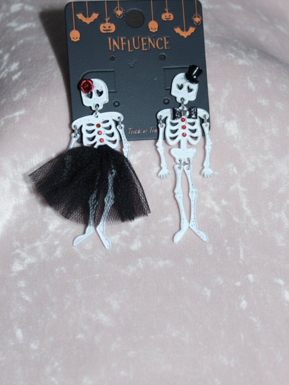 Halloween Skeleton Couple Statement Earrings